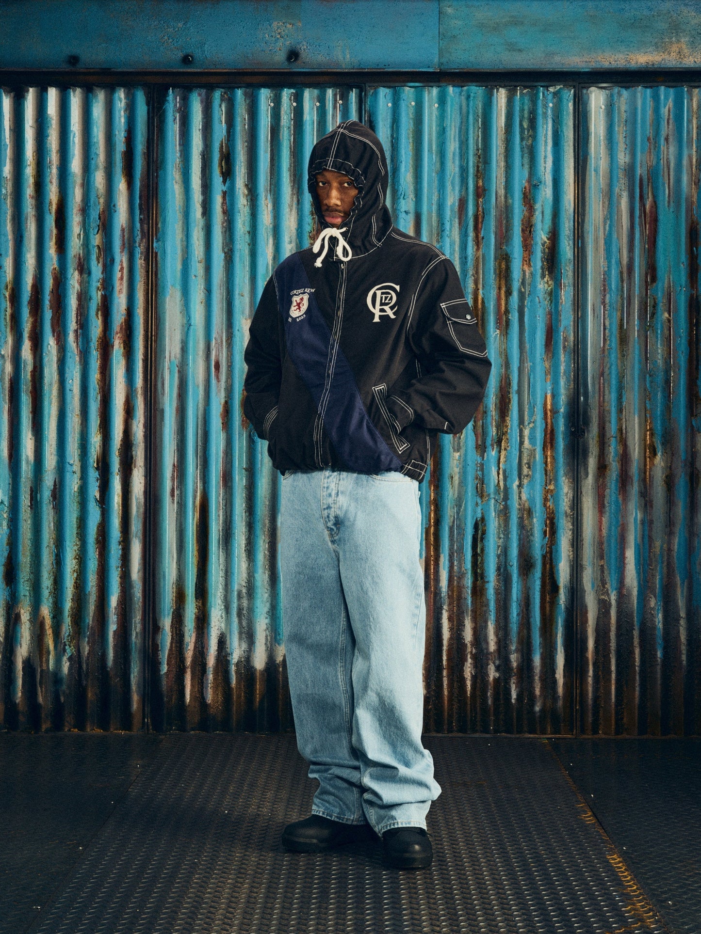 SHIELD CREST TWILL JACKET [BLACK]